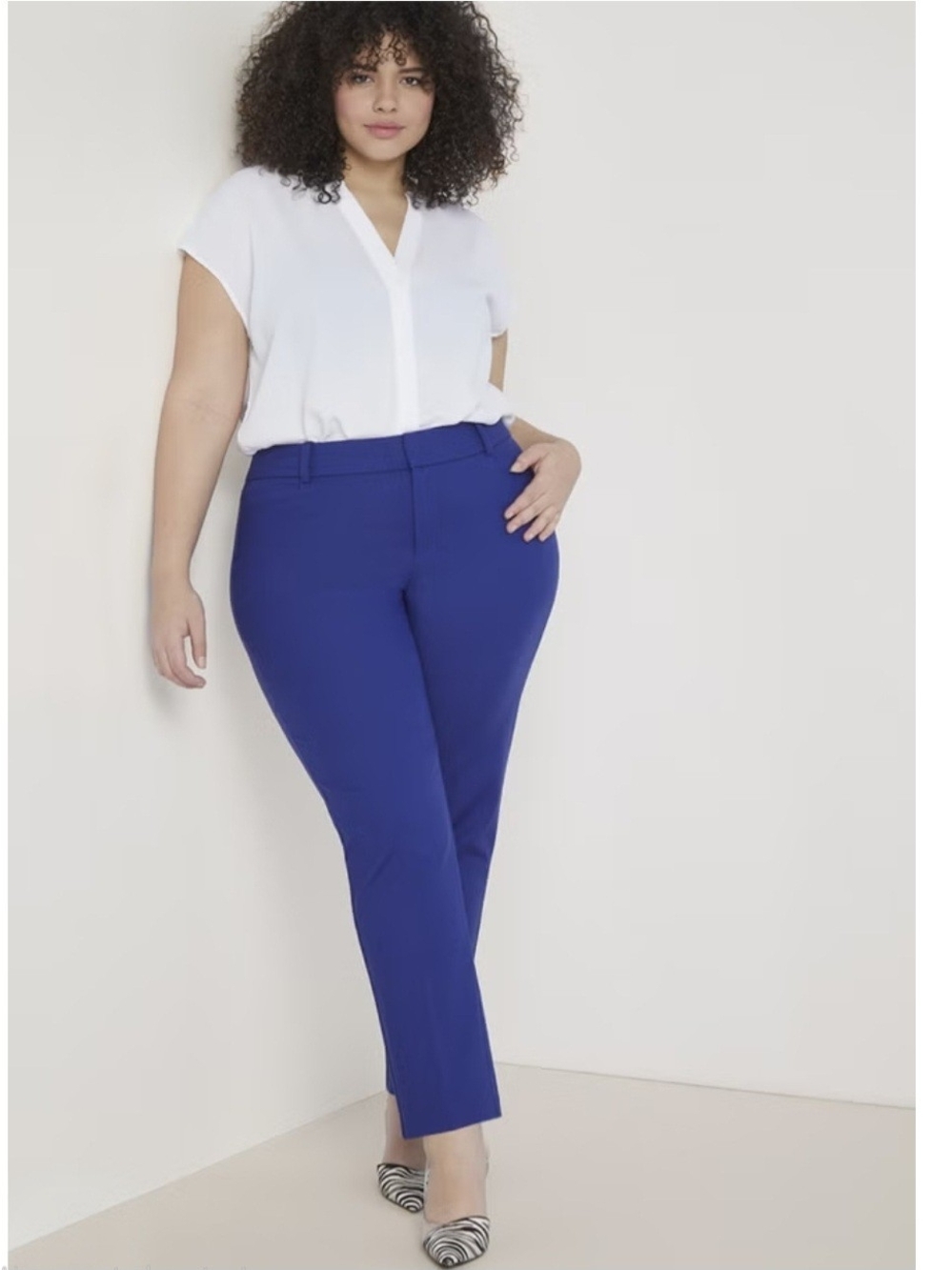 ELOQUII Kady Fit Cobalt Blue Double-Weave Ankle Pants Size 26